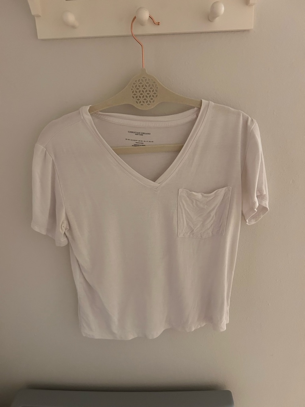 Christian Siriano White V-Neck Pocket Tee